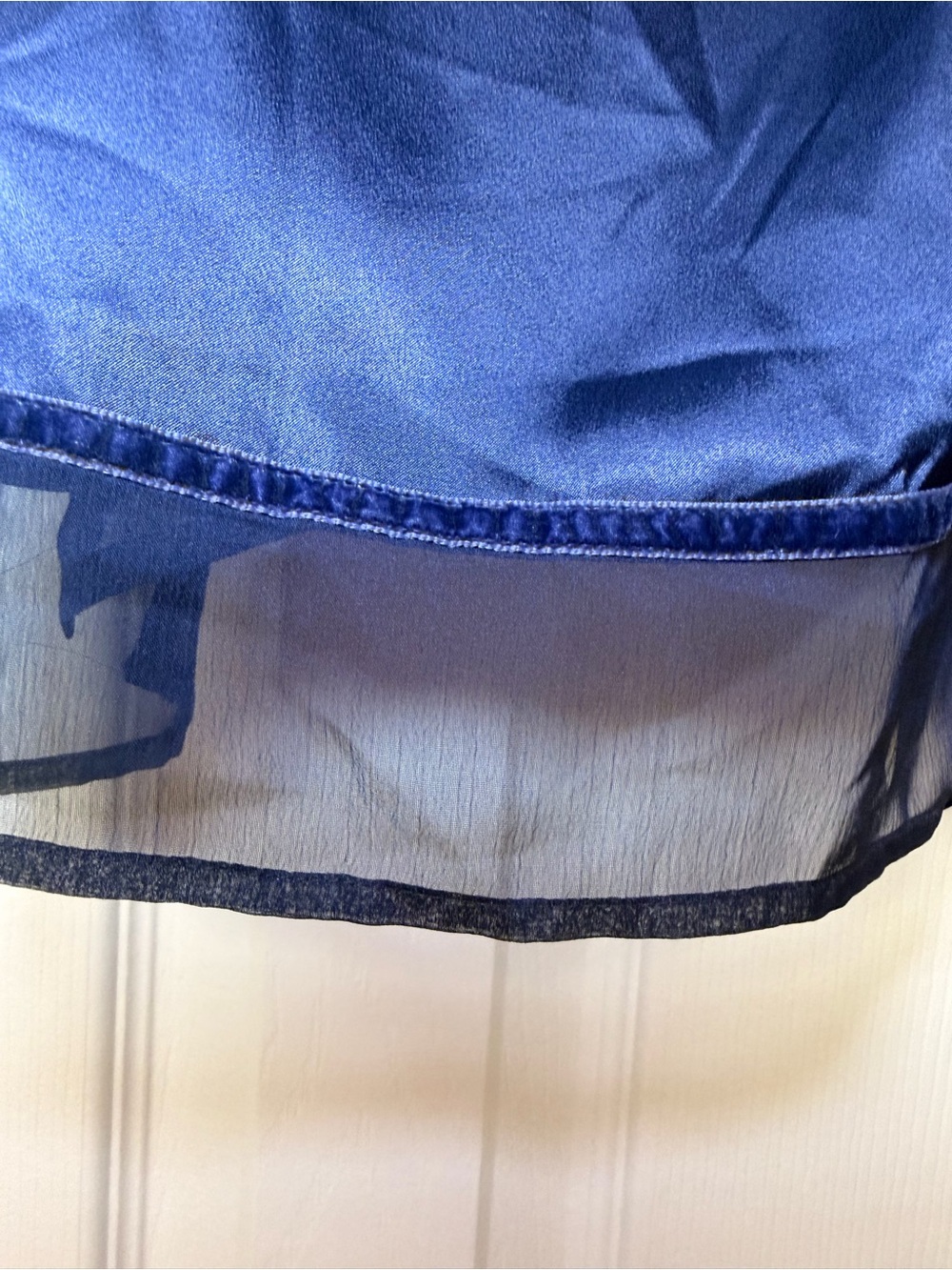 Vintage Victoria’s Secret Satin Mesh Hem Cami Y2K 90s Navy Lingerie Top M Date - Picture 3 of 12